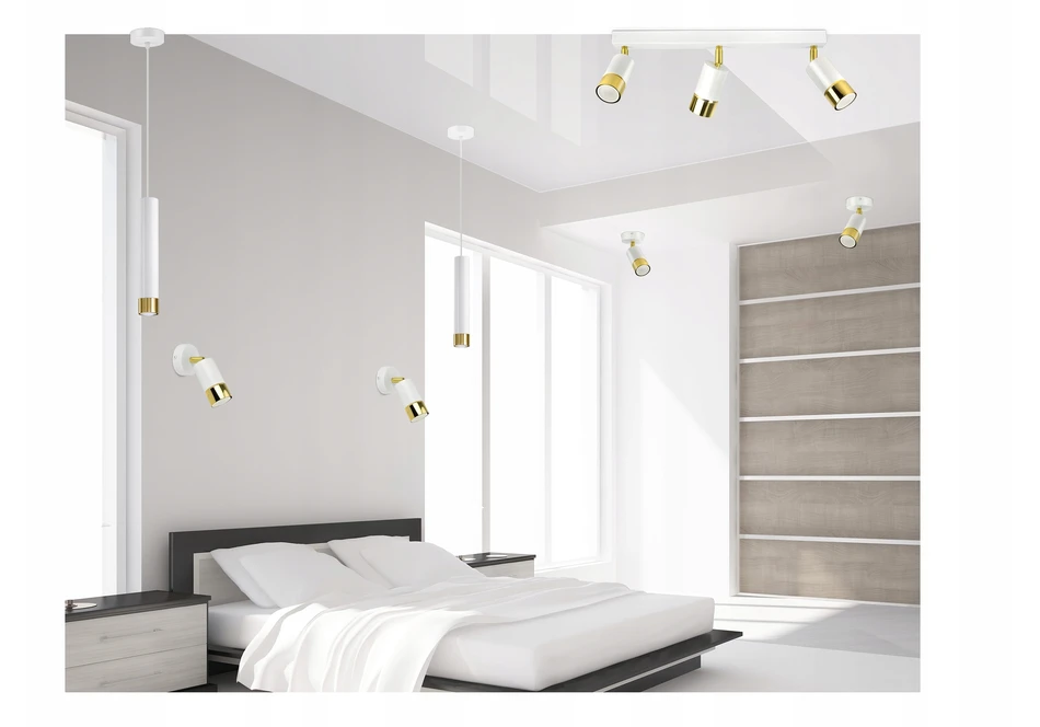 Luxolar Lampa Sufitowa SPOT Tuby Metal Balta Złot LED GU10