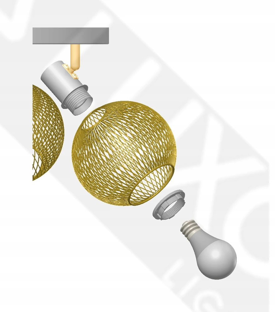 Luxolar Lampa Sufitowa Żyrandol Plafon Gold Globe 488-EG3 LED 3xE27 LED Ruchome