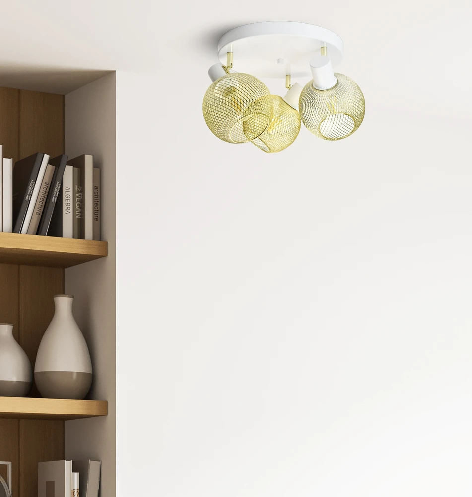 Luxolar Lampa Sufitowa Żyrandol Plafon Gold Globe 488-EG3 LED 3xE27 LED Ruchome