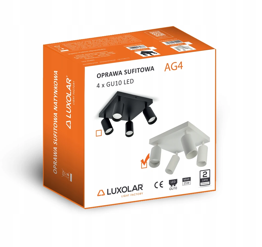 Luxolar Lampa Sufitowa Żyrandol Plafon Tuby Metal SPOT AG4 LED 4xGU10 Balta