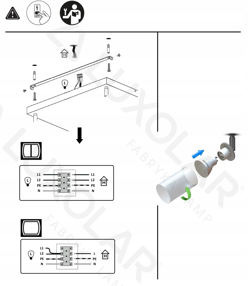 Luxolar Lampa Sufitowa Żyrandol Plafon Tuby Metal SPOT AG4 LED 4xGU10 Balta
