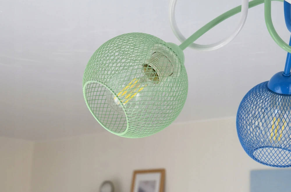 Luxolar Lampa żyrandol balta mėlyna žalia do pokoju dzieci nowoczesna kolorowa