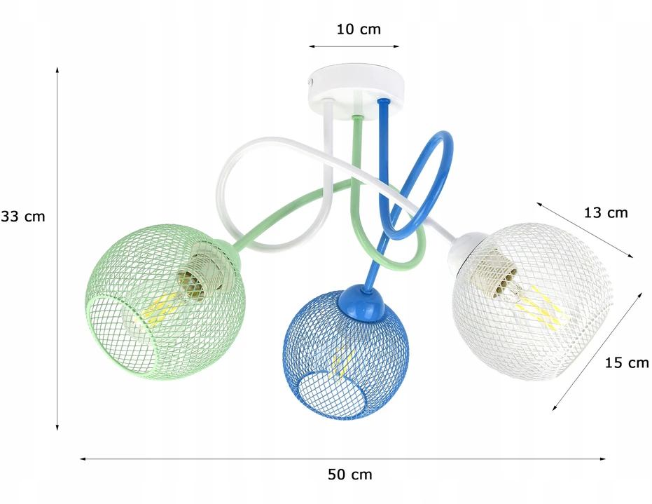Luxolar Lampa żyrandol balta mėlyna žalia do pokoju dzieci nowoczesna kolorowa
