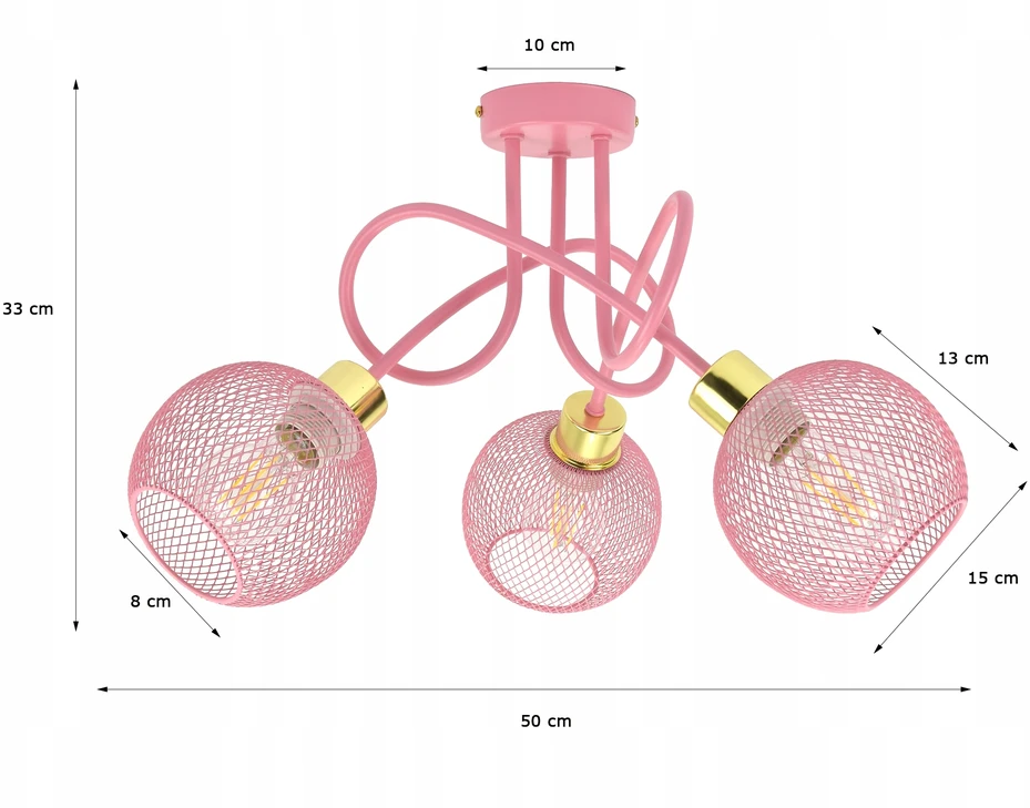 Luxolar LAMPA ŻYRANDOL PLAFON RÓŻOWA DO POKOJU SYPILANI SUFITOWA WISZĄCA LOFT LED