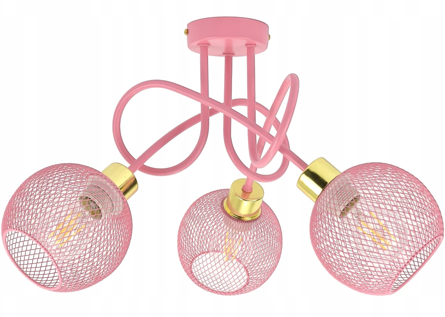 Luxolar LAMPA ŻYRANDOL PLAFON RÓŻOWA DO POKOJU SYPILANI SUFITOWA WISZĄCA LOFT LED