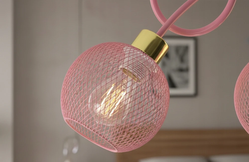Luxolar LAMPA ŻYRANDOL PLAFON RÓŻOWA DO POKOJU SYPILANI SUFITOWA WISZĄCA LOFT LED