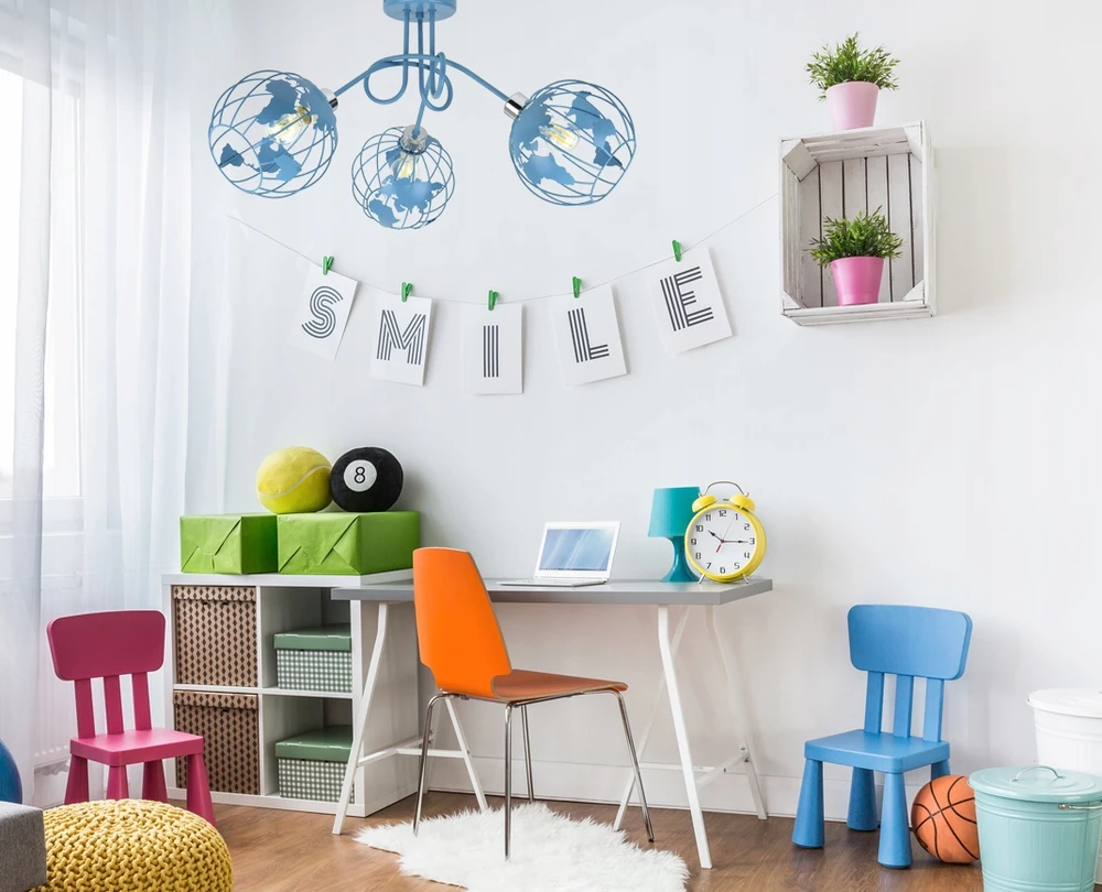 Luxolar Lampa żyrandol vaikams Globus kula ziemska Loft Młodzieżowa mėlyna