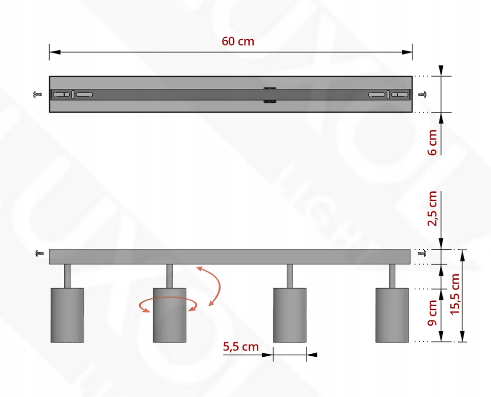 Luxolar Lubinė lempa Šviestuvas Plafon Vamzdžiai Metalinis SPOT BG4 LED 4xGU10 Baltas