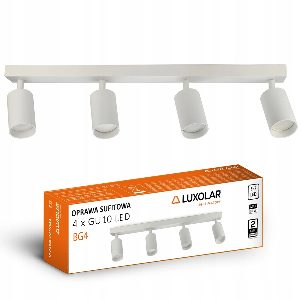 Luxolar Lubinė lempa Šviestuvas Plafon Vamzdžiai Metalinis SPOT BG4 LED 4xGU10 Baltas