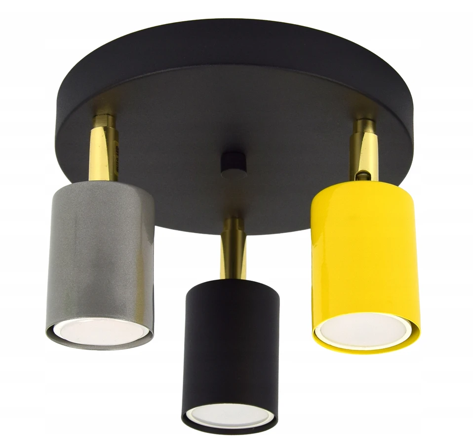 Luxolar Lubinis šviestuvas plafoninis liustra vaikų kambario taškas juoda pilka geltona Gu10