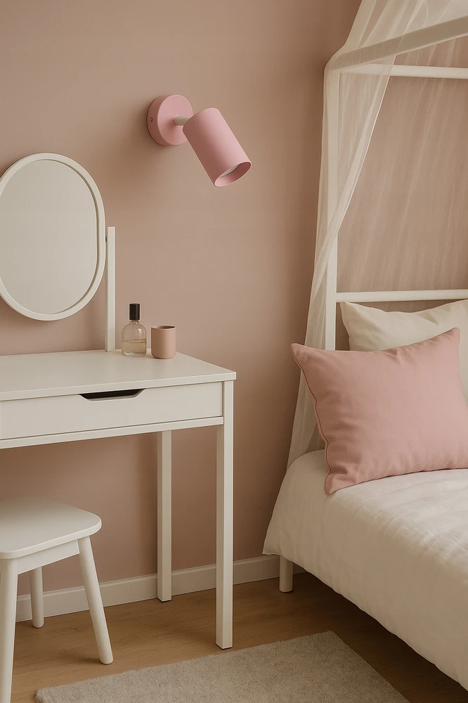 Luxolar Sieninė lempa Skoninė lubinė lempa Vamzdinė metalinė SPOT LED GU10 Rožinė kilnojama halogeninė lempa