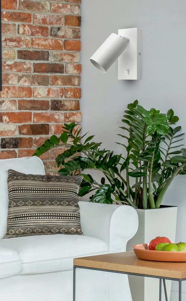 Luxolar Sieninės lempos šviestuvas su jungiklio vamzdeliu Metalinis SPOT LED GU10 Baltas