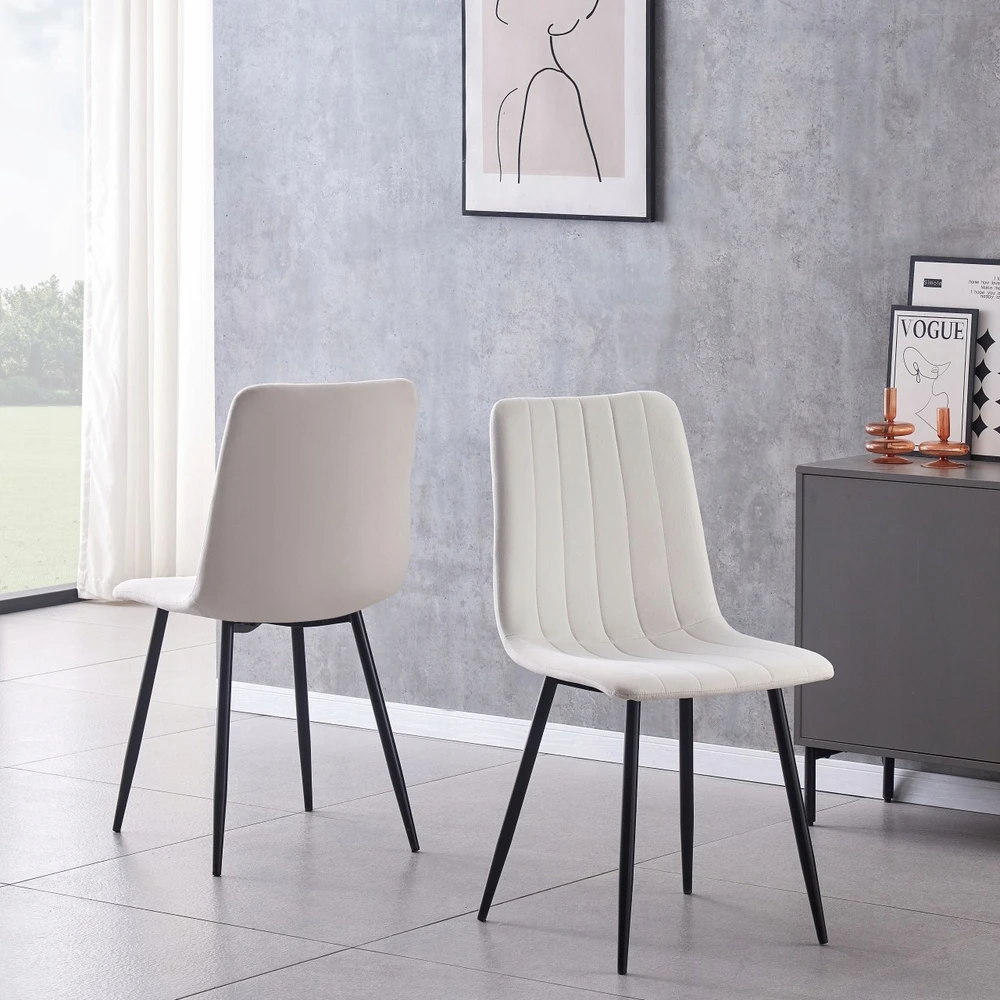Luxury4Home Ecru, aksomu apmušta kėdė valgomajam, IRIS