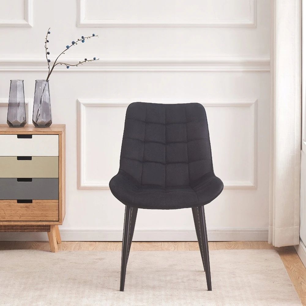 Luxury4Home Juoda veliūrinė dygsniuota MALMO minkšta kėdė