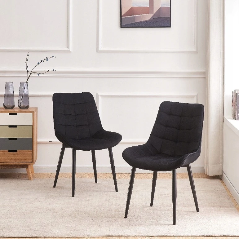 Luxury4Home Juoda veliūrinė dygsniuota MALMO minkšta kėdė