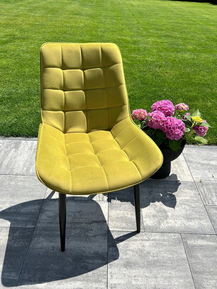 Luxury4Home Minkšta kėdė Olive Žalias Veliūrinė dygsniuota MALMO REAL FOTO