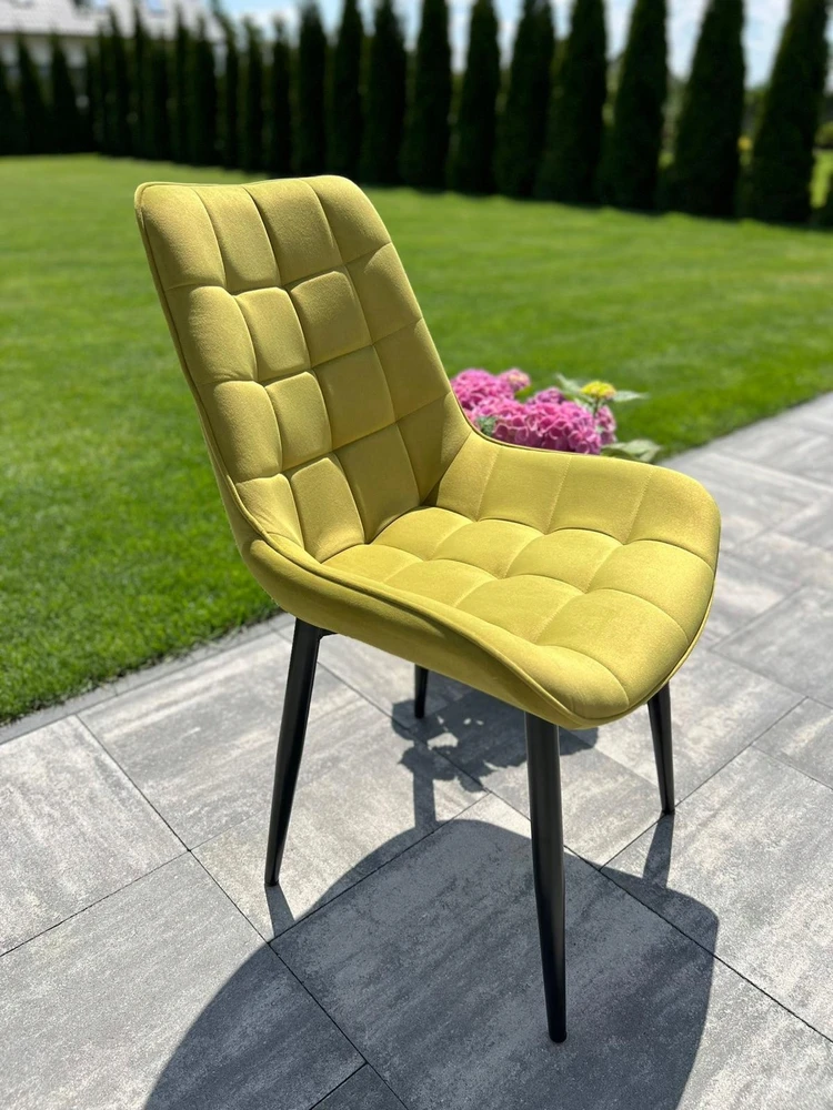 Luxury4Home Minkšta kėdė Olive Žalias Veliūrinė dygsniuota MALMO REAL FOTO