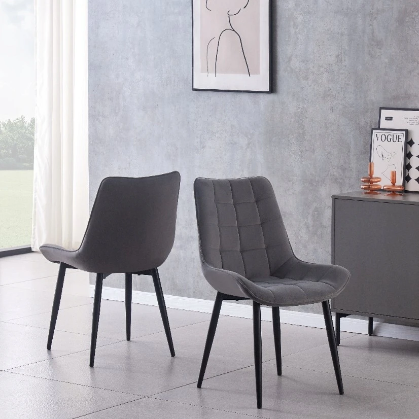 Luxury4Home Minkšta kėdė Tamsiai pilkas veliūrinis dygsniuotas MALMO