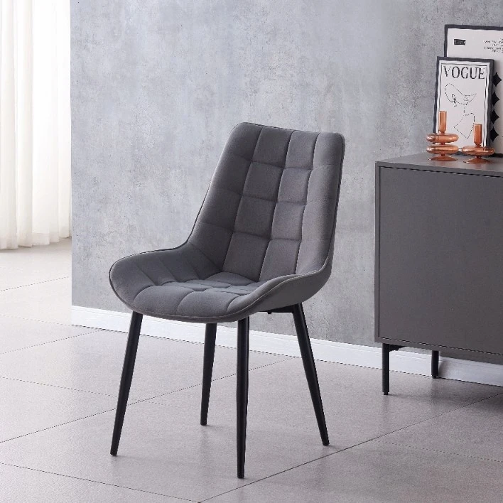 Luxury4Home Minkšta kėdė Tamsiai pilkas veliūrinis dygsniuotas MALMO