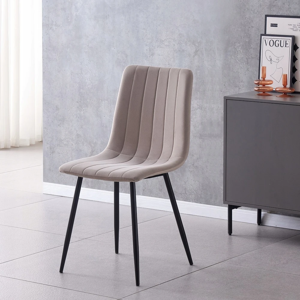 Luxury4Home Smėlio spalvos, aksomu aptraukta valgomojo kėdė, IRIS
