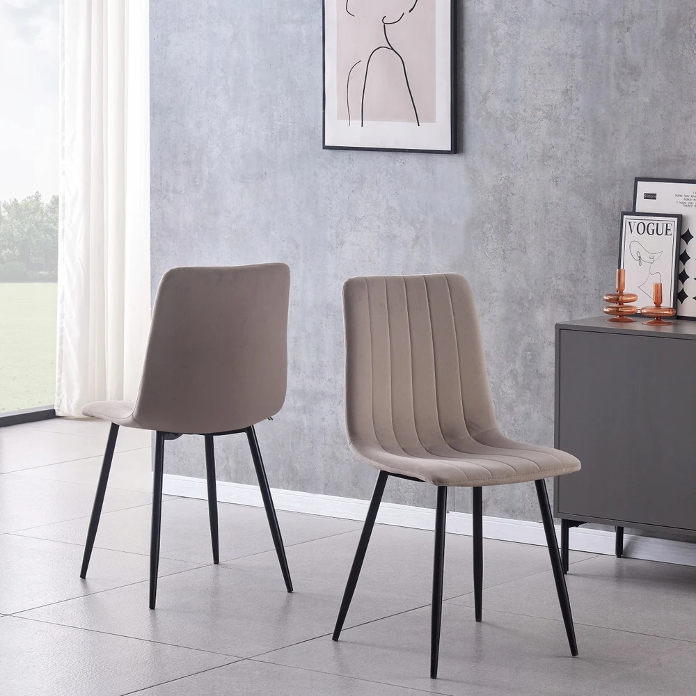 Luxury4Home Smėlio spalvos, aksomu aptraukta valgomojo kėdė, IRIS