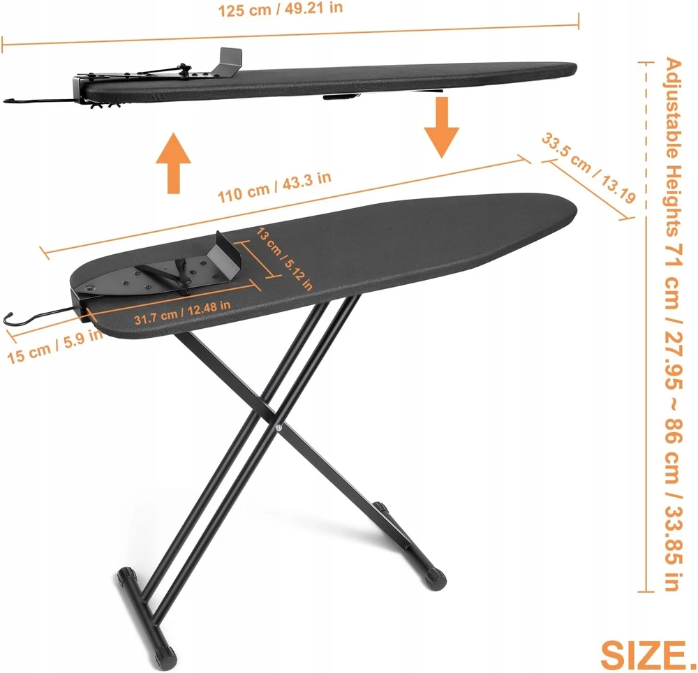 LYGINIMO LENTA 110X34CM SULANKSTAMAS REGULIUOJAMO AUKŠČIO RANKENA JUODA