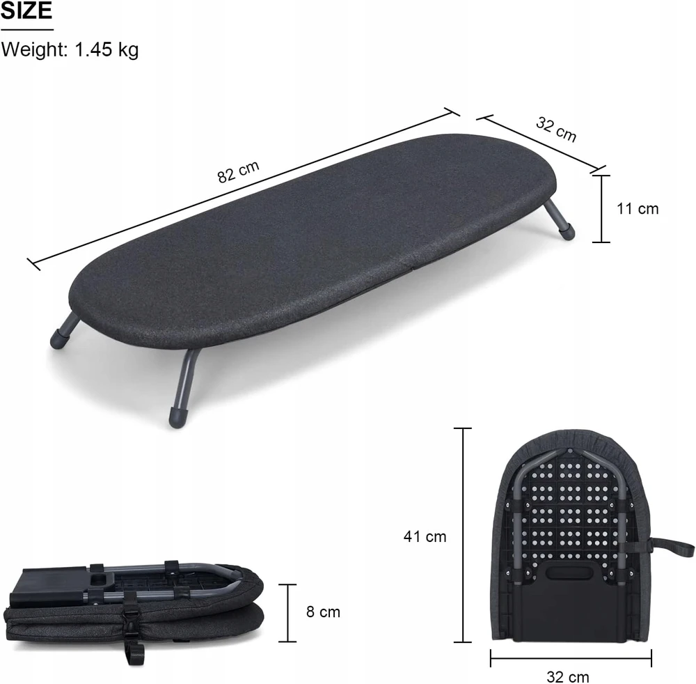 LYGINIMO LENTA SULANKSTAMAS 82X32CM KOMPAKTINIS STALAS Juodas MAŽAS