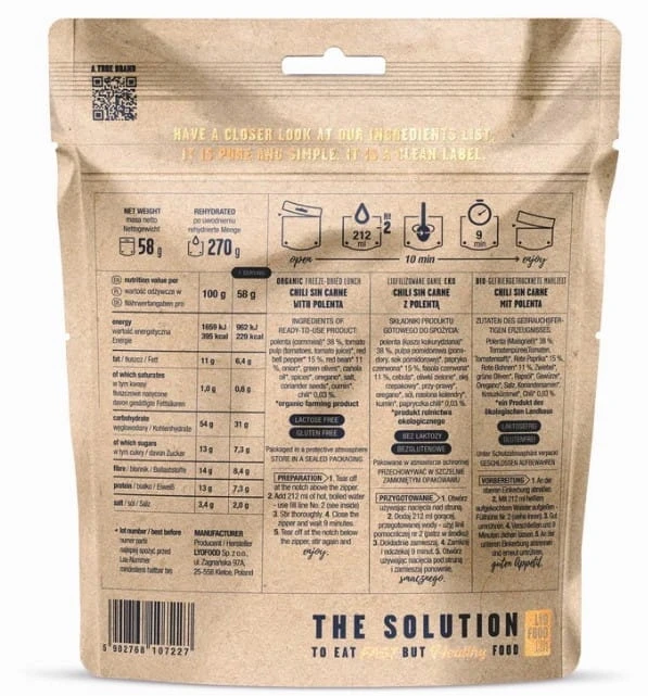 LYOFOOD Eco Chili Sin Carne su polenta 270g