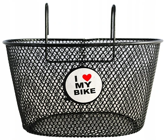 M Wave Vaikiškas Dviratinis Krepšelis Juodas "I LOVE MY BIKE" su Tinkleliu