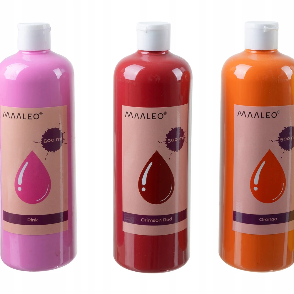 Plakatų dažai - 12 vnt. rinkinys po 500 ml Maaleo 26340