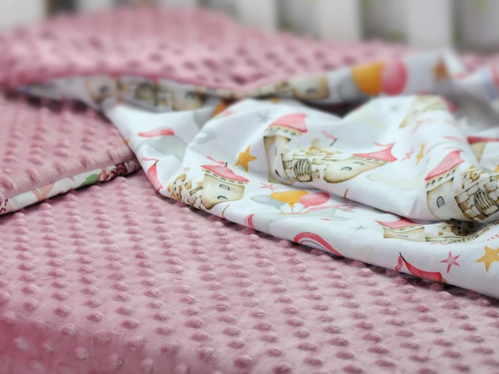 Mae Duze Prześcieradło su gumką minky róż retro materac 140x200cm nie kulkuje się