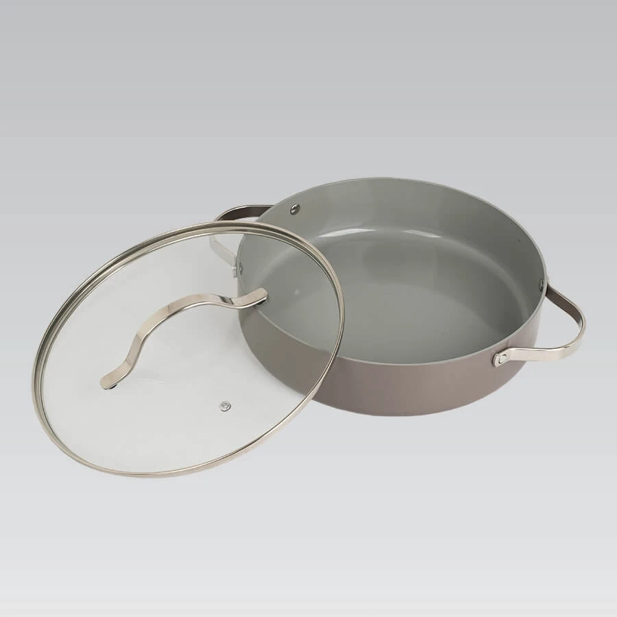 Puodas shallow su dangčiu MAESTRO MR-4009 (MR-4009-28S) 28 cm 3.9 l Pilkas