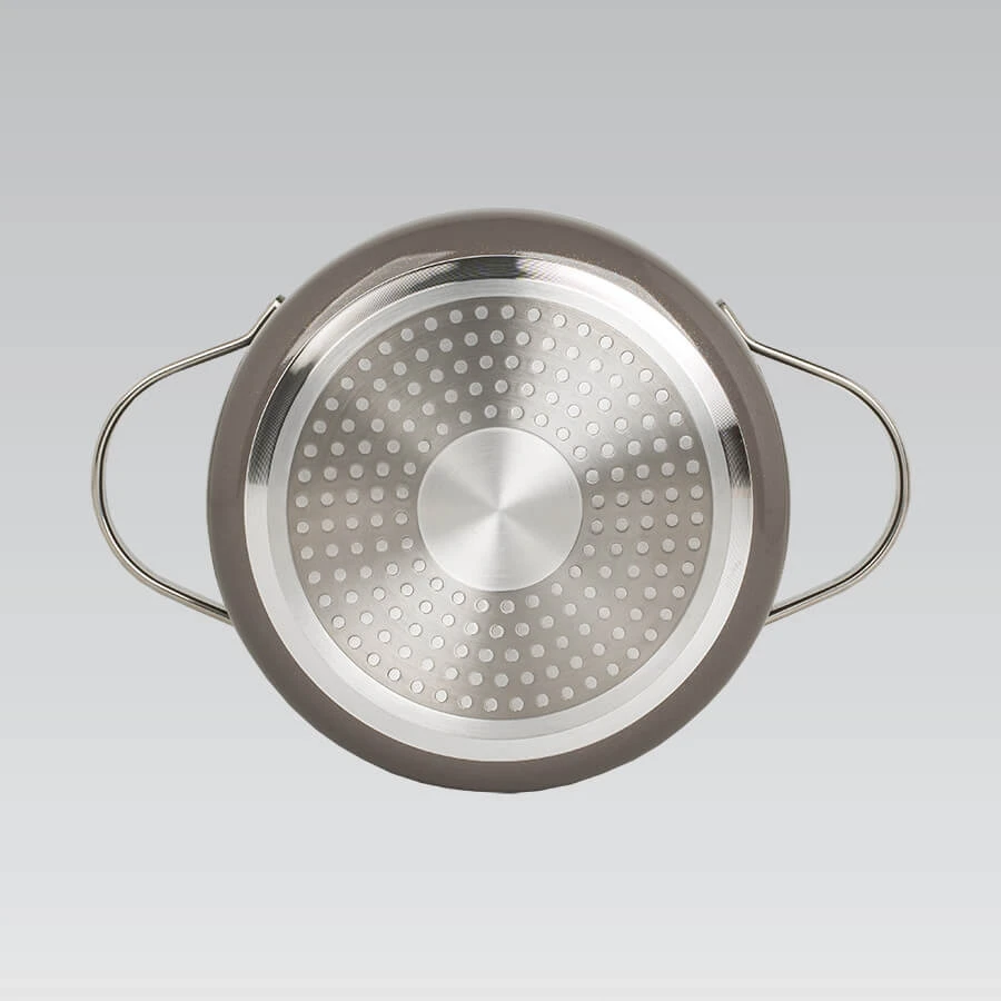 Puodas shallow su dangčiu MAESTRO MR-4009 (MR-4009-28S) 28 cm 3.9 l Pilkas