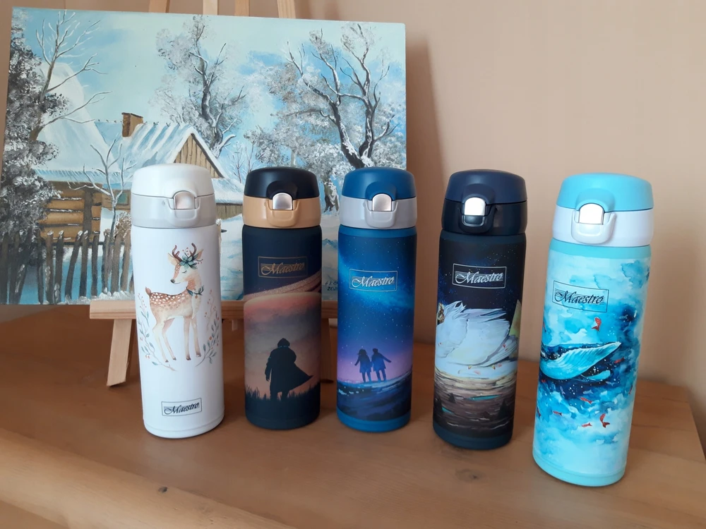 Maestro TERMINIS TERMO PUODULIS 400ml Vandens butelis vaikams, plieno