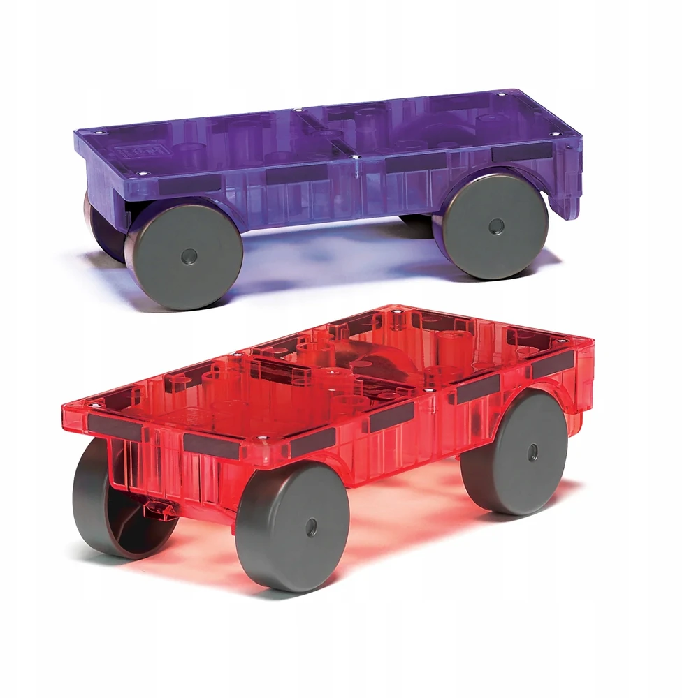 Magna Tiles Automobilių 2 elementų išplėtimo rinkinys Raudona ir violetinė MAGNA-PLYTELĖS