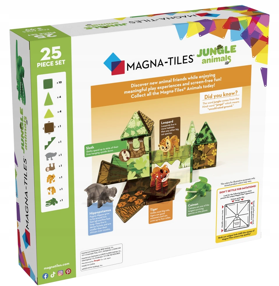 „Magna-Tiles“ – džiunglių gyvūnų rinkinys, 25 vnt. (90222)