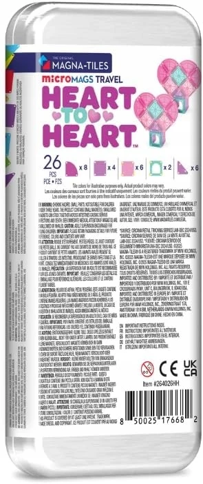 MAGNA-TILES MICROMAGS Kelioninis konstruktorius „Heart to Heart“, 26 det.