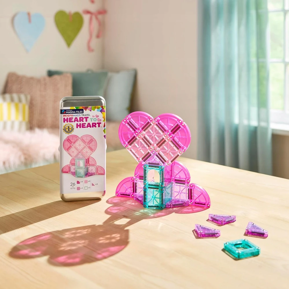 MAGNA-TILES MICROMAGS Kelioninis konstruktorius „Heart to Heart“, 26 det.