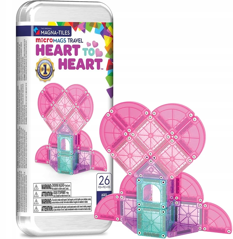 MAGNA-TILES MICROMAGS Kelioninis konstruktorius „Heart to Heart“, 26 det.