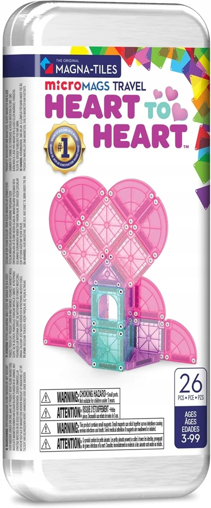 MAGNA-TILES MICROMAGS Kelioninis konstruktorius „Heart to Heart“, 26 det.