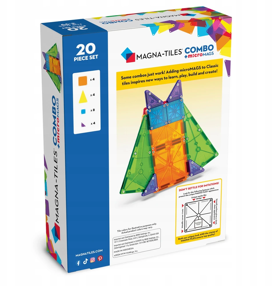 MAGNA-TILES MICROMAGS Konstruktorius „Combo“, 20 det.