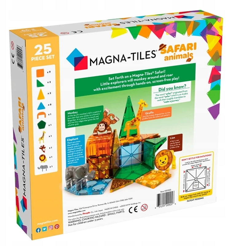 MAGNA-TILES Magnetinis konstruktorius „Safaris“, 25 det.