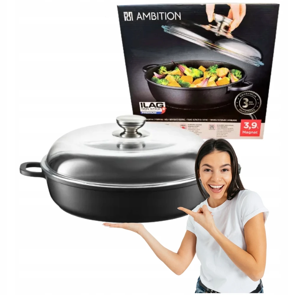 MAGNATO GILIŲJŲ KEPTUVĖS SU DANGIU 28 CM ALIUMINIO DUJŲ INDUKCINĖ AMBITION