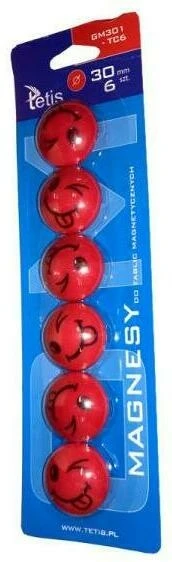Magnesy raudona Tetis 30mm 6 vnt
