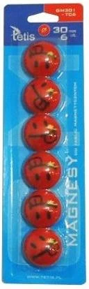 Magnesy raudona Tetis 30mm 6 vnt