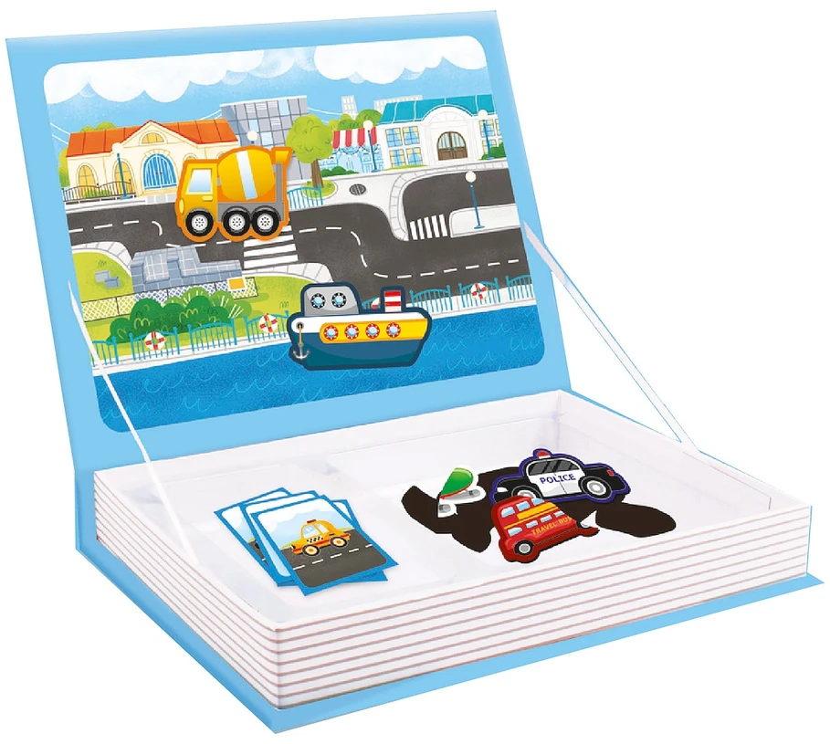 Magnetinės dėlionės Vehicles Automobiliai Smily Play knyga vaikams 3+ Dėlionė