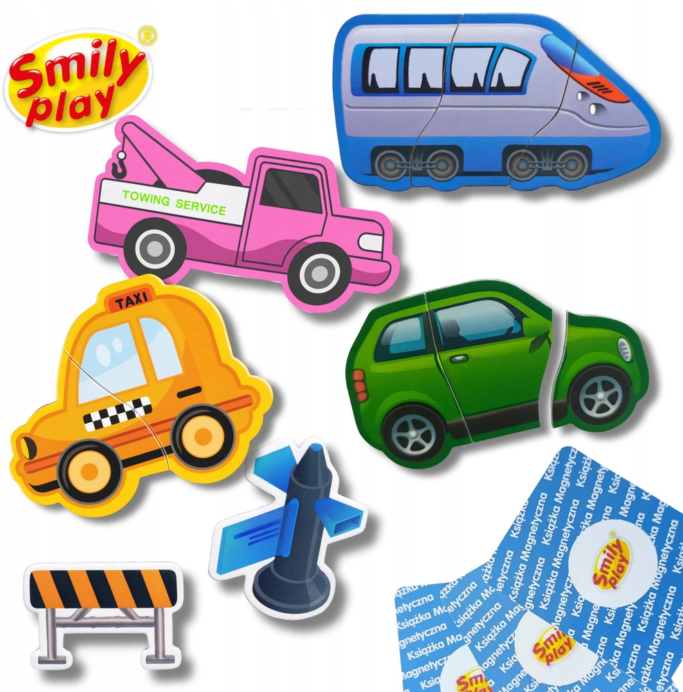 Magnetinės dėlionės Vehicles Automobiliai Smily Play knyga vaikams 3+ Dėlionė