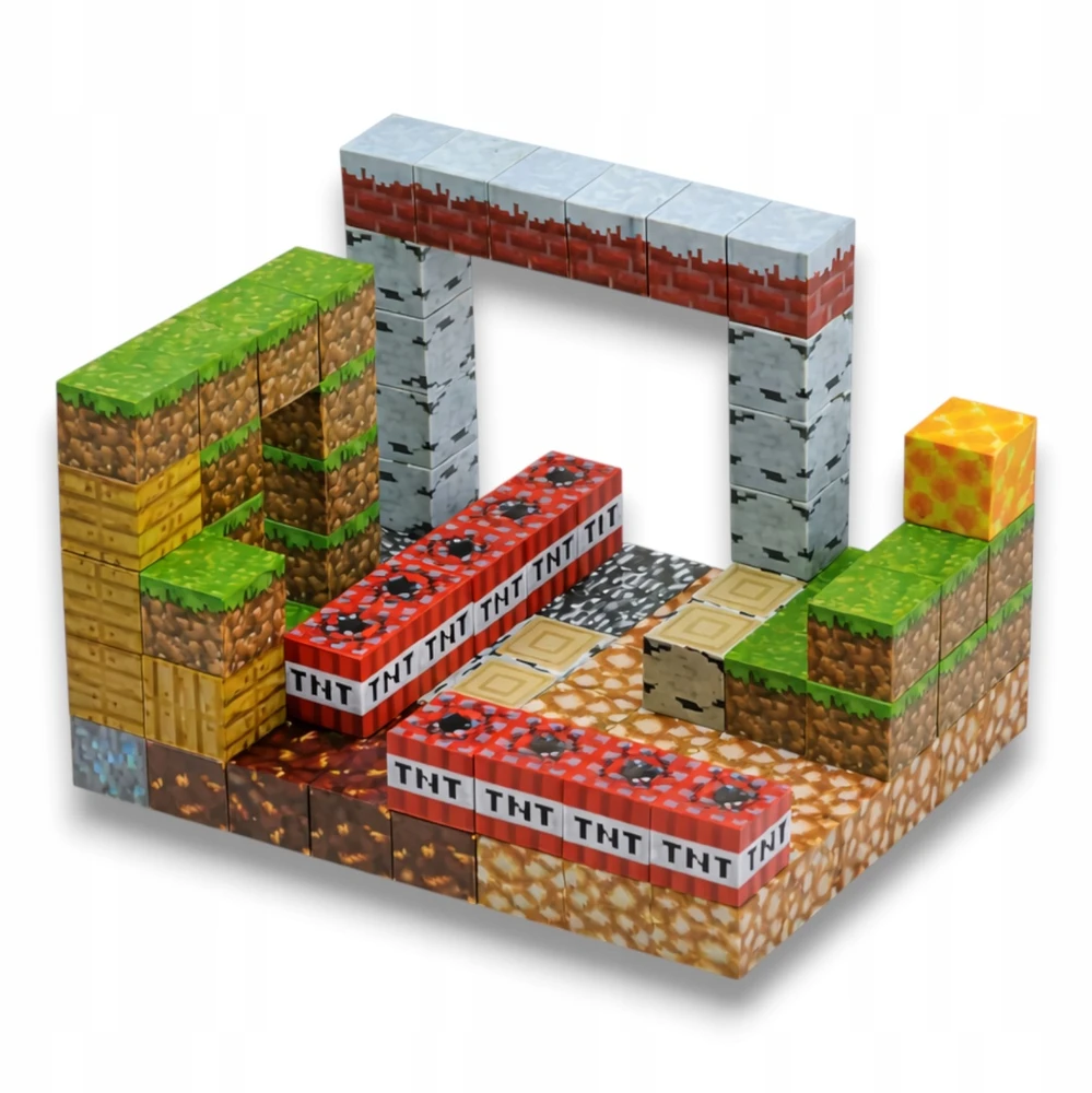 Magnetinės plytos 100 vnt. 3D statybinių plytų rinkinys + 2 figūrėlės