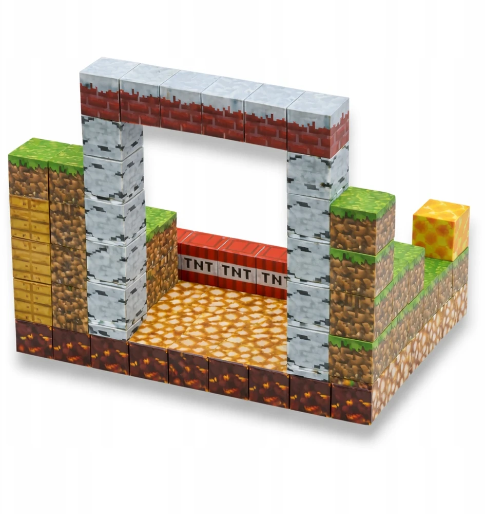 Magnetinės plytos 100 vnt. 3D statybinių plytų rinkinys + 2 figūrėlės