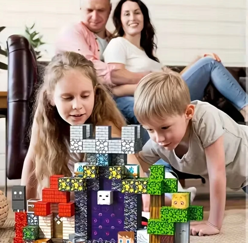Magnetinės plytos 184vnt Statybinės plytos Rinkinys 3D pikseliai Figūrėlės